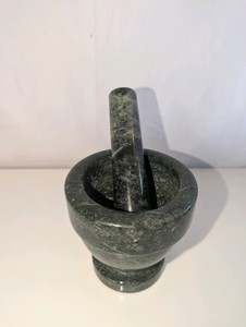 Green marble mortar and pestle set