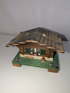 Vintage handcrafted wooden Swiss chalet music box, Edelweiss-great condition, works