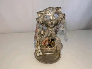 Vintage Plated Cat Earring Holder with Vintage Earrings