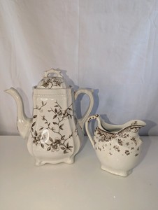 George Jones & Sons and H&K Tunstall Vintage Brown Tea pot and creamer