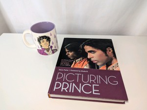 Prince Coffee Mug and Picturing Prince An Intimate Portrait by Steve Parke Hardcover Book
