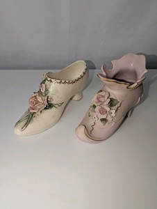 Set of 2 Vintage Porcelain Shoe Figurines