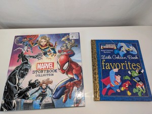 (2) hardcover childrens superhero storybooks Marvel