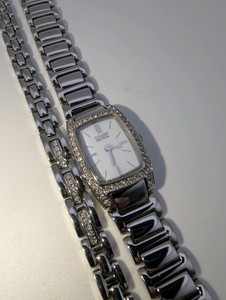 Citizen Womens Eco-Drive Silhouette Stainless Steel Crystal Watch and Bracelet Set