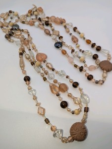 (2) Vintage Clay and Glass Beaded Necklaces