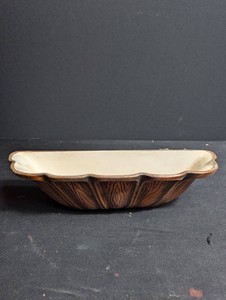 Compton Calif Carved Wood & Ceramic Bowl