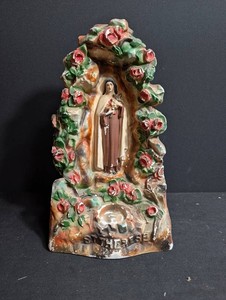 Vintage St. Therese Religious Ceramic Statue Planter