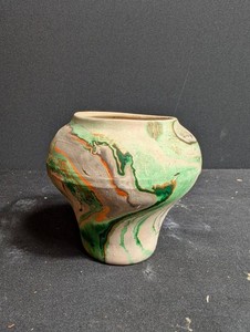 Art Pottery Vase Swirled Glaze