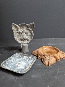 Figural Cat Ashtray, Turtle Dish & Square Tray (Lot of 3)