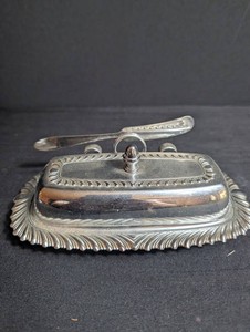 Silver Butter Dish With Knife