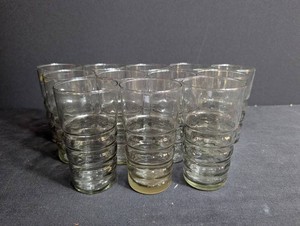 Clear Ribbed Drinking Glasses (Lot of 10)