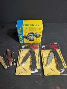 Bushnell Powerview LiteVision 4x30 Binoculars & Martin #75400 Knives Mixed Lot