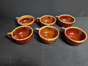 Vintage Hull Oven Proof Ceramic Handled Cup Set (Lot of 6)