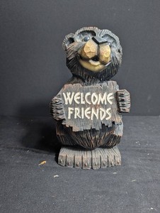 Wood Bear Welcome Friends Figurine