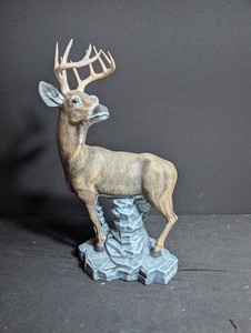 Deer Figurine Rock Base