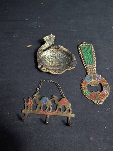 Israeli Souvenir Brass Wall Decor Mixed Lot of 3