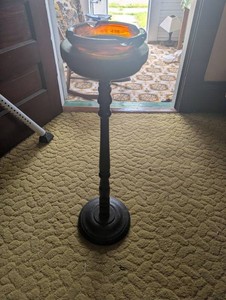 Pedestal Ashtray Stand Amber Glass Bowl