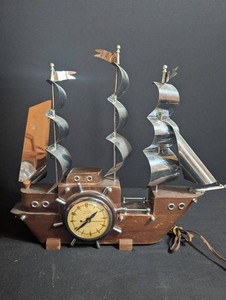 Vintage United Ship Clock Nautical Sailboat Decor