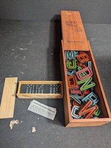 Vintage Albert Spring Domino Set in Wooden Case