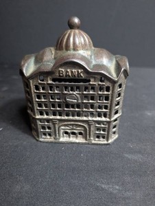 Vintage Cast Iron Building Bank