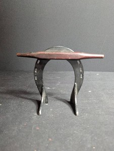 Vintage Horseshoe Shaped Metal and Wood Stand