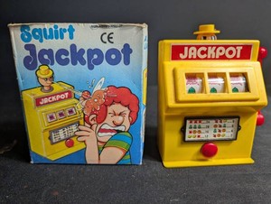Vintage Squirt Jackpot Slot Machine Toy With Box