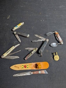 Vintage Pocket Knife Mixed Lot With Folding Fork & Spoon