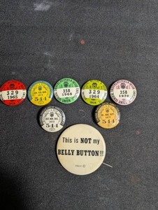 Vintage Union Buttons & Belly Button Pin Set (Lot of 7)