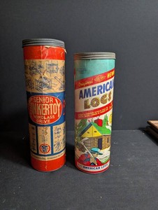 Vintage Tinkertoy & American Logs Toy Sets Mixed Lot