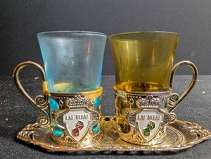 Las Vegas Demitasse Cup Set With Tray (Set of 2)