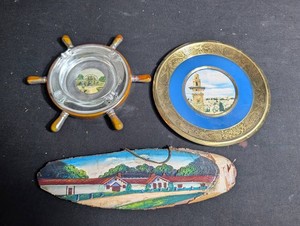 Vintage Japan Souvenir Ashtray & Wall Plaque Set (3-Piece)