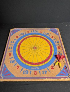 Vintage Deco Dartboard With Darts