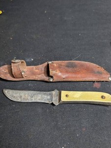 Spear Brand Fixed Blade Knife With Leather Sheath