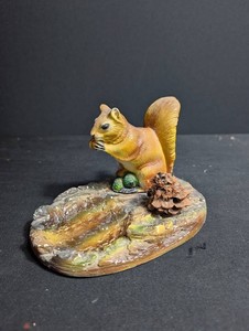 Squirrel Figurine With Acorn on Naturalistic Base