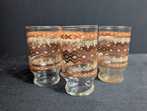 Patterned Footed Drinking Glasses Set of 4