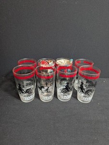 Decorative Horse and Rider Glass Tumblers (Set of 8)