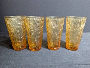 Amber Textured Glass Tumblers (Lot of 4)