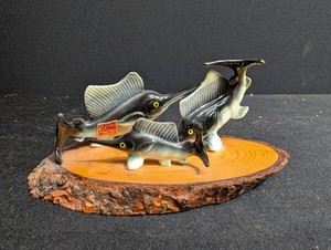 Vintage Kevins Bone China Marlin Sculpture on Wood Base