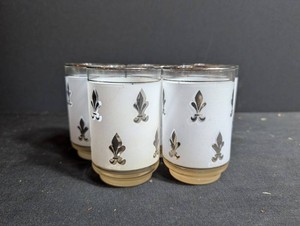 Fleur-De-Lis Frosted Glass Tumblers (Lot of 5)