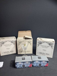 Cherbourg Crystal Goblets & Mikasa Candle Holders Mixed Lot