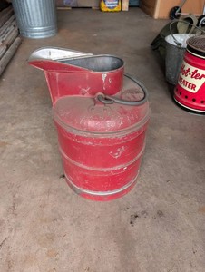 Vintage Red Metal Milk Can With Pour Spout