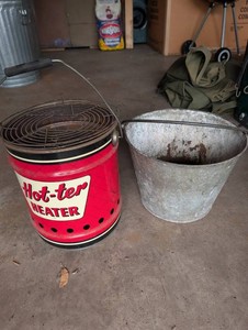Vintage Hot-Ter Heater & Galvanized Bucket Mixed Lot