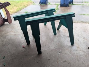 Pair of Green Wooden Sawhorses