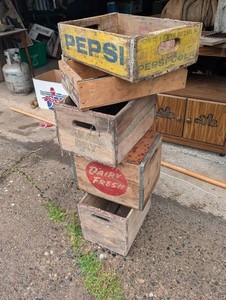 Vintage Wood Advertising Crate Mixed Lot (Pepsi, Canada Dry, Dairy Fresh, Bartlett Pears)
