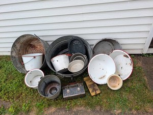 Vintage Enamelware Buckets, Basins & Pans Mixed Lot