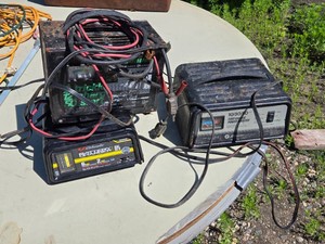 Lot of Battery Chargers Including Schumacher SE-12-50 and Schauer Models - Parts or Repair