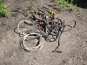 Assorted Electrical Cables and Old Jumper Cables