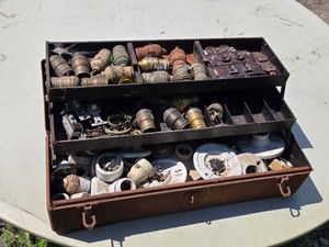 Vintage Electrical Parts Collection, including Switches, Sockets, and Lamp Holders