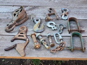Old Metal Hardware Hooks and Connectors, Pulley