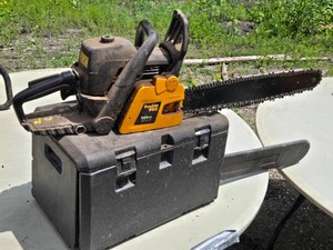 Poulan Pro 50cc Chainsaw PR5020AV with Case - Has Compression, May Need Carb Work